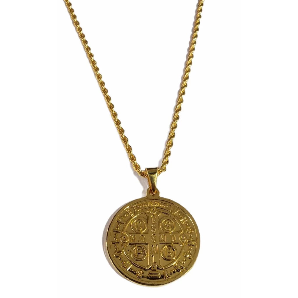 CORDÃO COM MEDALHA DE SÃO BENTO DOURADA