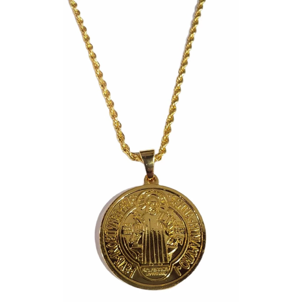 CORDÃO COM MEDALHA DE SÃO BENTO DOURADA