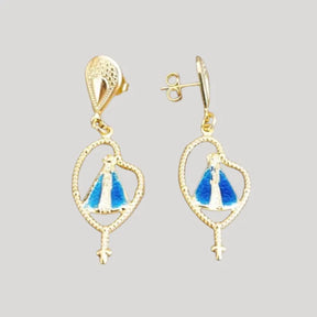 Brinco de Nossa Senhora Aparecida - folheado a ouro 18k