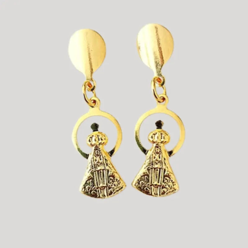 Brinco de Nossa Senhora banhado a ouro