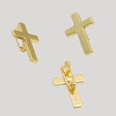 Broche Crucifixo Dourado Elegante para Camisa ou Casaco