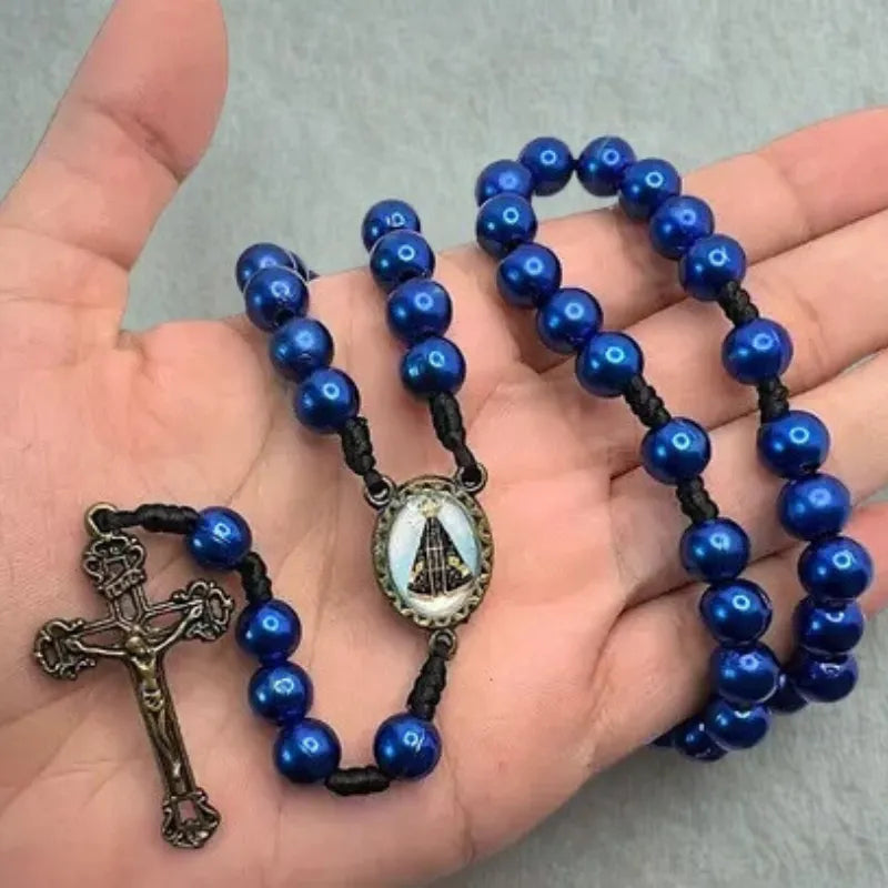 TERÇO PÉROLA NOSSA SENHORA APARECIDA PÉROLA AZUL