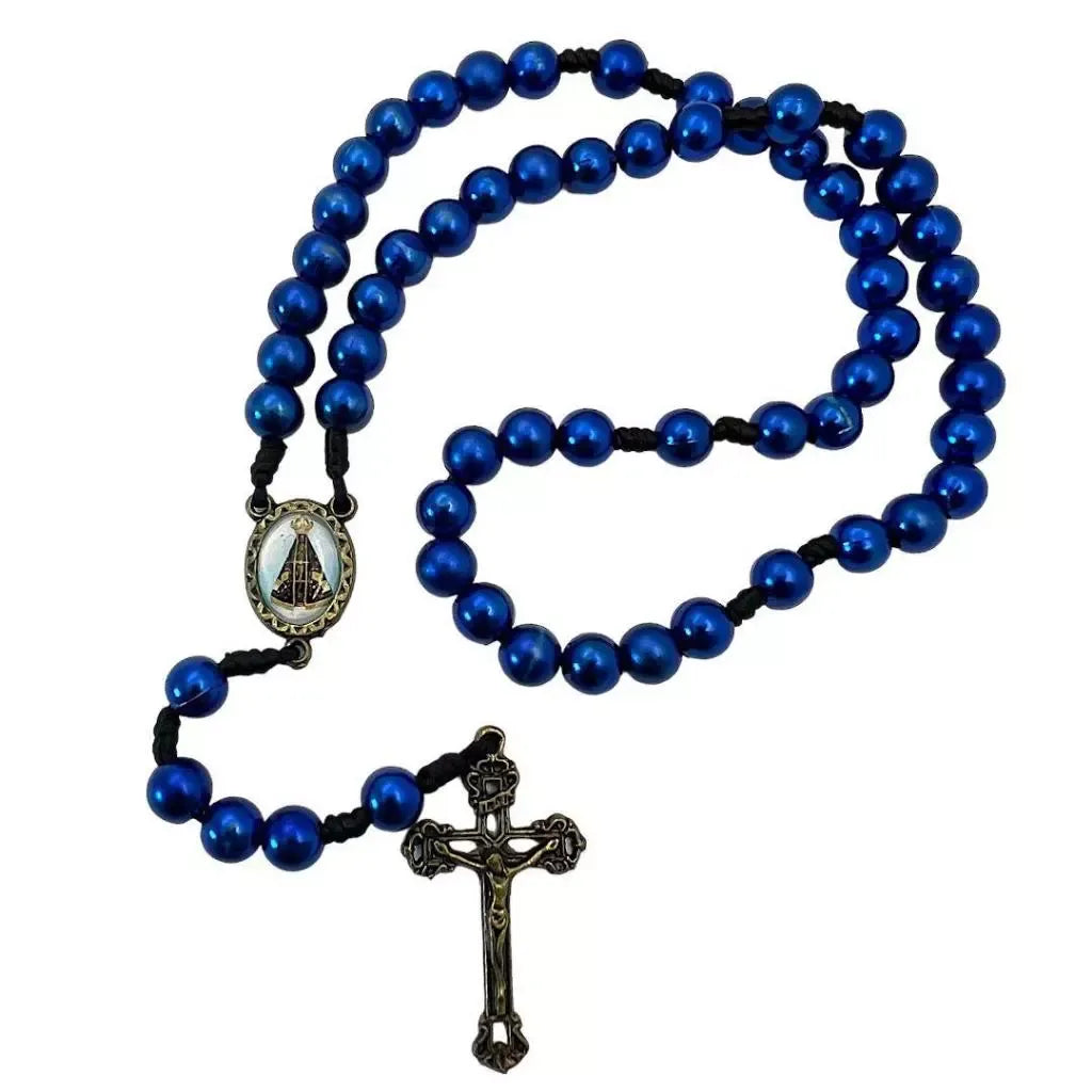TERÇO PÉROLA NOSSA SENHORA APARECIDA PÉROLA AZUL