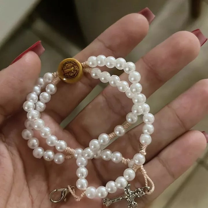 Terço de Pulso Prateado São Bento